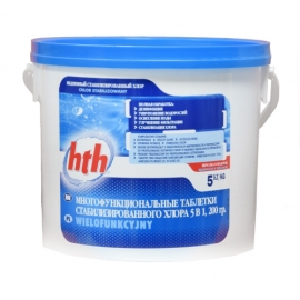 Таблетки стабилизированного хлора hth 5 в 1 (5 кг)